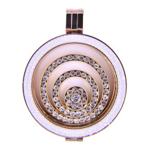 Elegance Rose Gold Locket Memória com Zirconia Branco